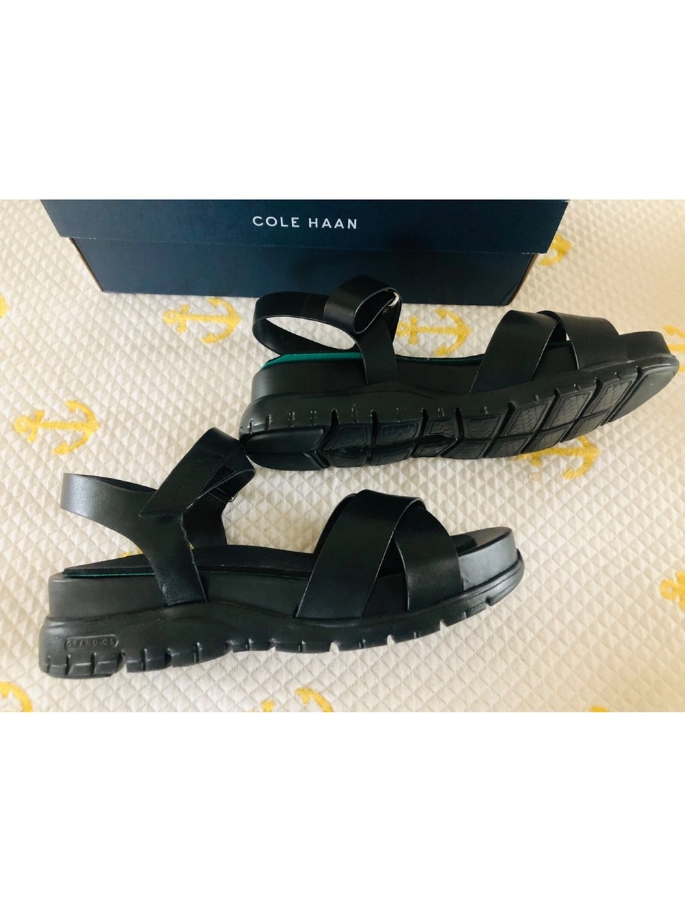 Cole Haan ZeroGrand Black Strappy Platform Sandal - size 9